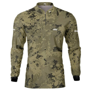 Camisa de Pesca Brk Camuflada Caqui com UV50+