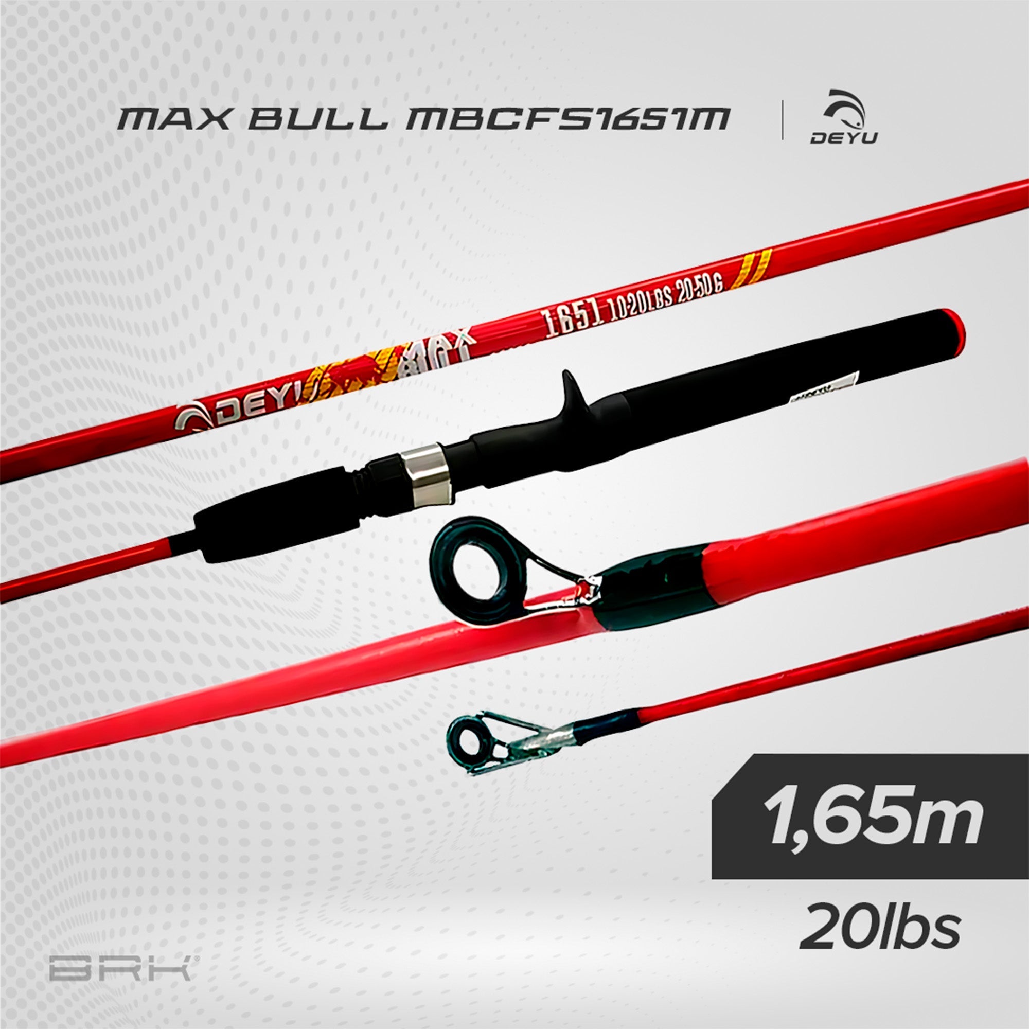 Vara de Pesca Deyu Max Bull MB-CFS1651M 20lbs 1,65m | Vermelha - Carretilha (Inteiriça)