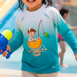 Camiseta Infantil Brk Estampa de Pescando Tucunaré com Proteção UV50+
