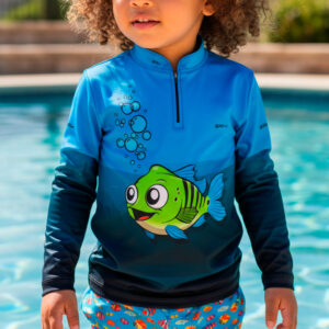 Camisa de Pesca Infantil Brk Tucuna Azul com UV50 +