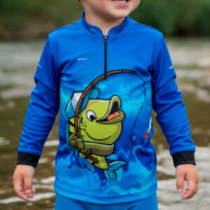 Camisa de Pesca Infantil Brk Tucunaré Azul com UV50 +