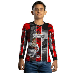 Camisa de Pesca Infantil Brk Mascote Tricolor Paulista com Proteção UV50