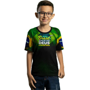 Camisa de Pesca Infantil Brk Brasil Acima de Tudo Brk com UV50+