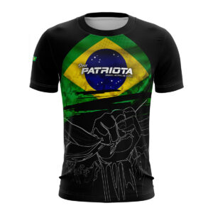 Camisa Agro Feminina Brk Brasil Patriota Preta com Proteção UV50+