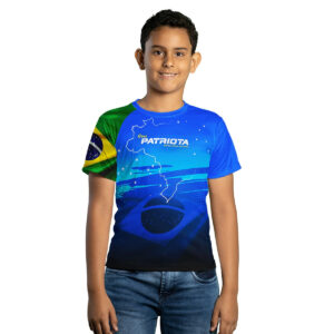 Camiseta Agro Infantil Brk Patriota Azul com Proteção Solar UV50+