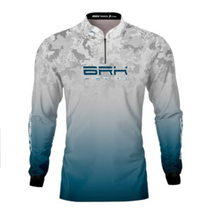 Camisa de Pesca Brk Cinza e Azul Camuflado com Proteção UV50+