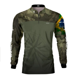 Camisa de Pesca Brk Bussola Brasil Camuflada com Proteção Solar UV50+