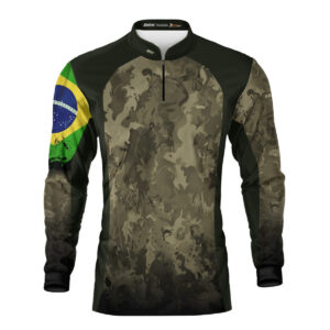 Camisa Agro Brk Camuflada Bandeira do Brasil com Proteção Solar UV50+