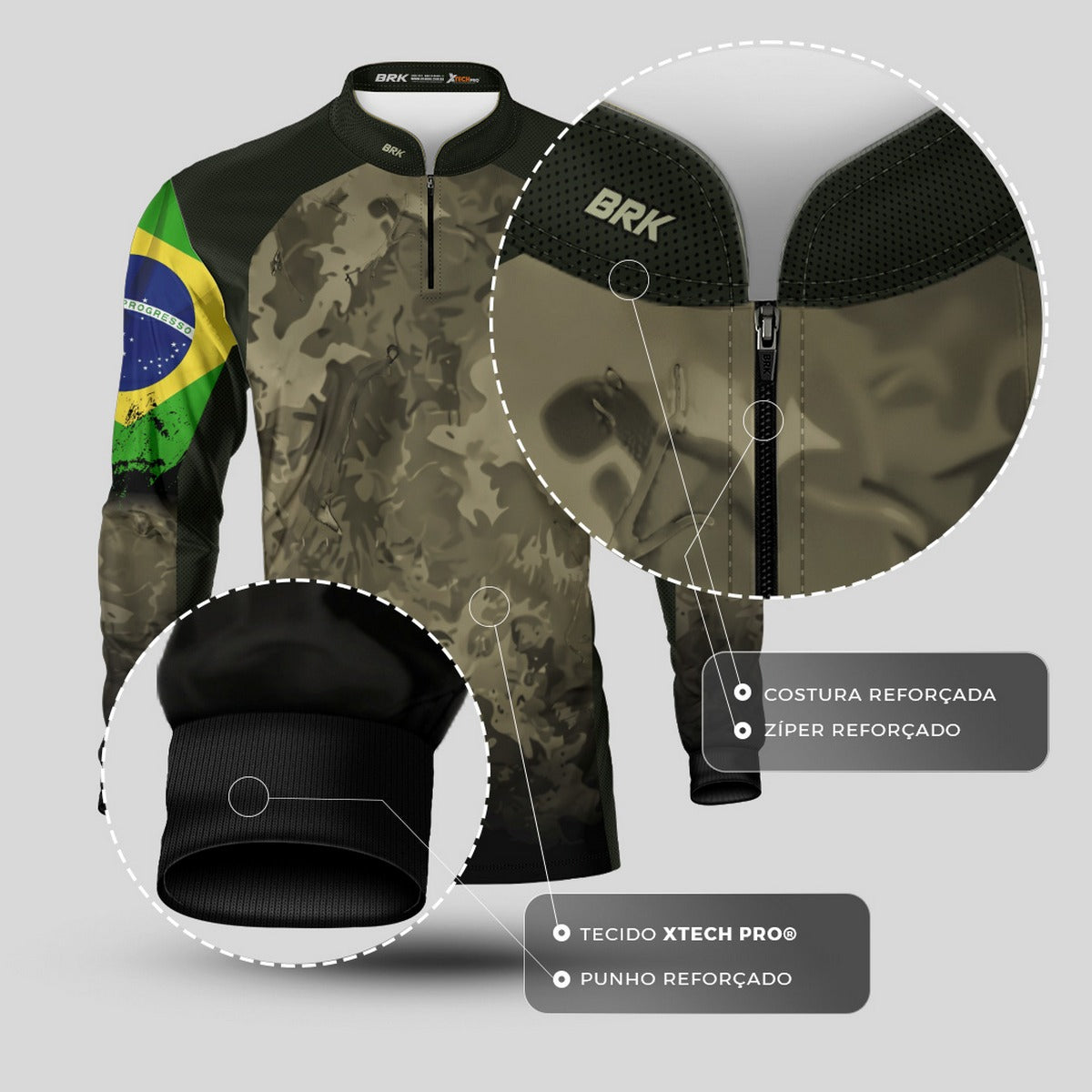 Camisa Agro Brk Camuflada Bandeira do Brasil com Proteção Solar UV50+ - Imagem 5