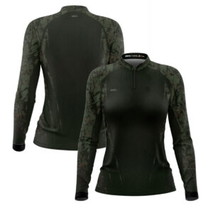 Camisa Agro Feminina Brk Camuflada Verde Militar com Proteção Solar UV50+