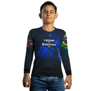 Camisa de Pesca Infantil Brk Trump e Bolsonaro com Proteção Solar UV50+