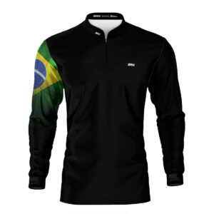 Camisa Brk Preta Bandeira do Brasil com Proteção Solar UV50 Envio Imediato