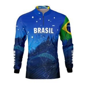 Camisa de Pesca Brk Brasil Azul com Proteção Solar UV50+