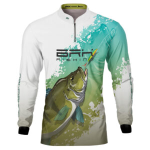 Camisa de Pesca Brk Tucunaré Verde e Branca com Proteção Solar UV50+