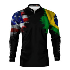 Camisa Agro Brk Bandeira Brasil Estados Unidos com Proteção Solar UV50+