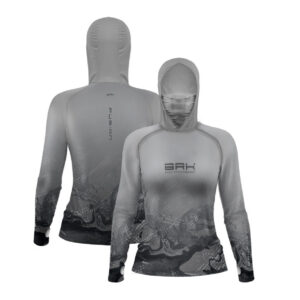 Camisa FusionX Feminina Brk Galaxy Cinza com Capuz e Proteção UV50+