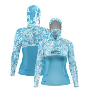 Camisa FusionX Feminina Brk Marine Azul Claro com Capuz e Proteção UV50+