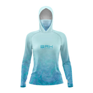 Camisa FusionX Feminina Brk Deep Azul Cristal com Capuz e Proteção Solar UV50+ Envio Imediato