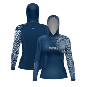 Camisa com Capuz Feminina Brk Maori Azul Marinho com Proteção Solar UV50+