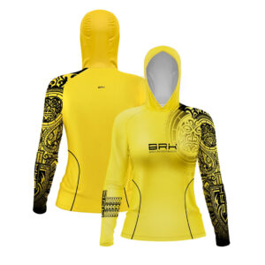 Camisa com Capuz Feminina Brk Maori Amarelo com Proteção Solar UV50+