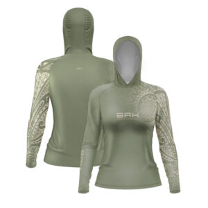 Camisa com Capuz Feminina Brk Maori Verde Musgo com Proteção Solar UV50+