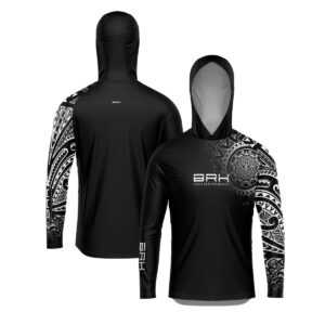 Camisa com Capuz Brk Maori Preto e Branco com Proteção Solar UV50+