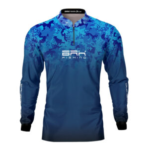 Camisa de Pesca Brk Azul Naval Camuflado com Proteção UV50+