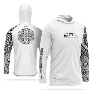 Camisa de Pesca com Capuz Brk Branca Maori com Proteção Solar UV50+