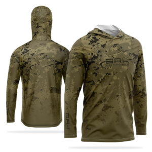 Camisa de Pesca com Capuz Brk Camuflado Verde com Proteção Solar UV50+