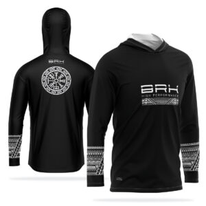 Camisa de Pesca com Capuz Brk Maori Preta com Proteção Solar UV50+