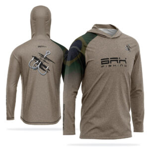 Camisa de Pesca com Capuz Brk Garateia Clean Bandeira Brasil com Proteção Solar UV50+