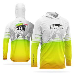 Camisa de Pesca com Capuz Brk Branca e Verde Brk XRAP com Proteção Solar UV50+