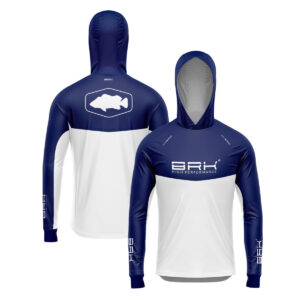 Camisa de Pesca Brk com Capuz Hybrid Blue Fishing com Proteção Solar UV50+ Envio Imediato