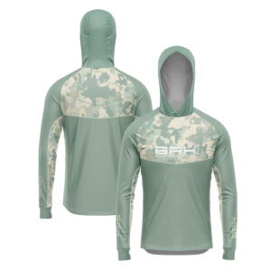 Camisa de Pesca Brk com Capuz Hybrid Camu Selva com Proteção Solar UV50+ Envio Imediato