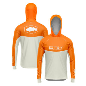Camisa de Pesca Brk com Capuz Hybrid Laranja com Proteção Solar UV50+ Envio Imediato