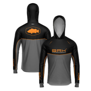 Camisa de Pesca Brk com Capuz Hybrid Real Preto Black Fishing com Proteção Solar UV50+ Envio Imediato