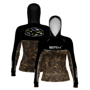 Camisa de Pesca Feminina Brk com Capuz Hybrid No Bait No Fishing com Proteção Solar UV50+ Envio Imediato