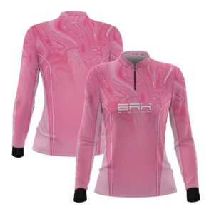 Camisa de Pesca Feminina Brk Fishing Marble Rosa com Proteção UV50+