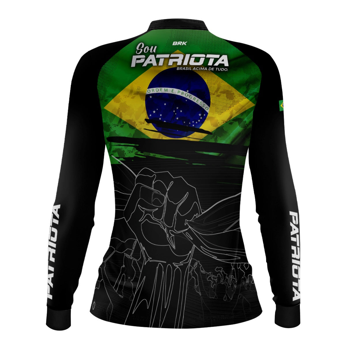 Camisa Agro Feminina Brk Básica Patriota Preta Bandeira do Brasil com Proteção UV50+ - Imagem 3