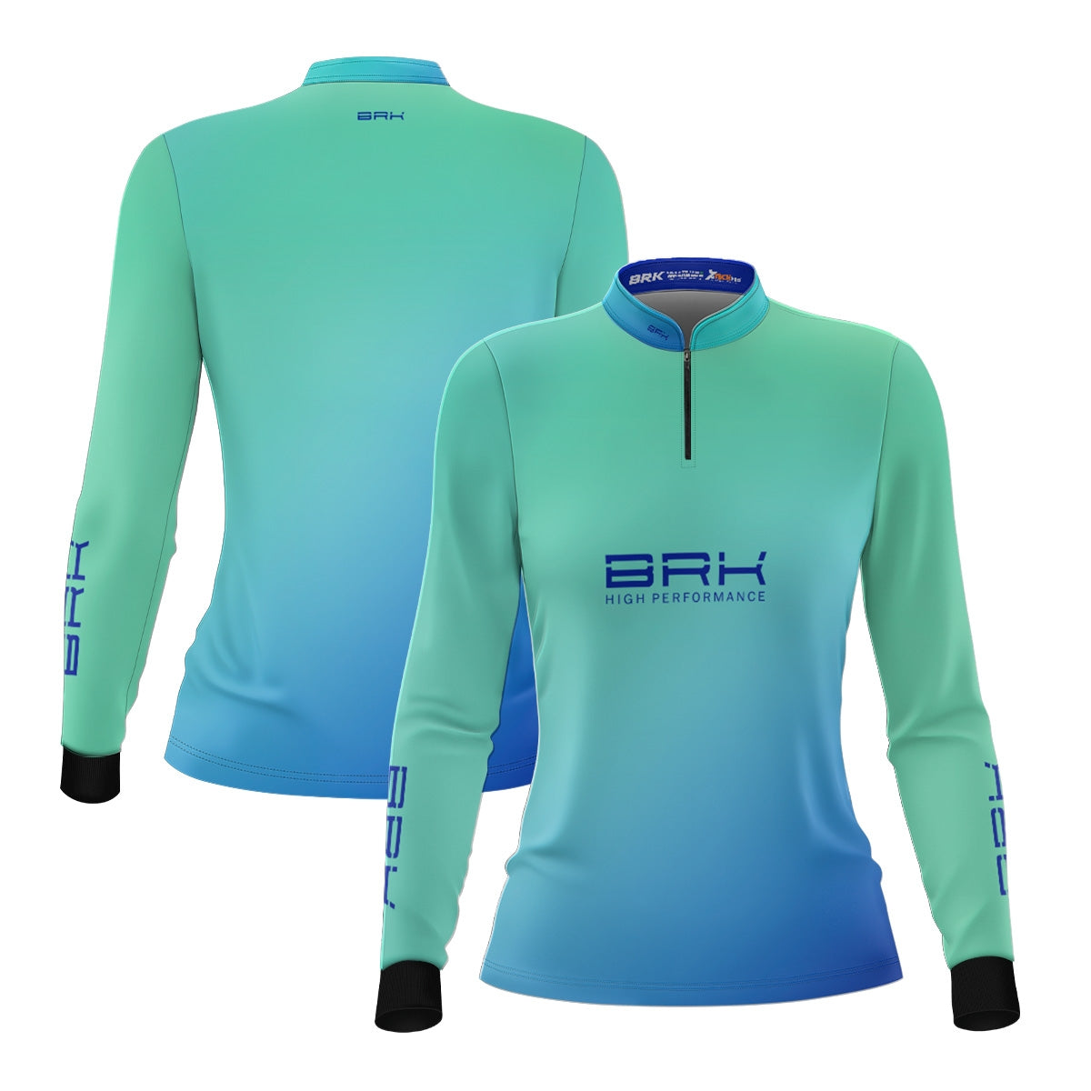 Camisa Agro Feminina Brk Azul e Verde com Proteção Solar UV50+