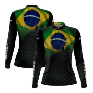 Camisa De Pesca Feminina Brk Bandeira do Brasil com Proteção Solar UV50+