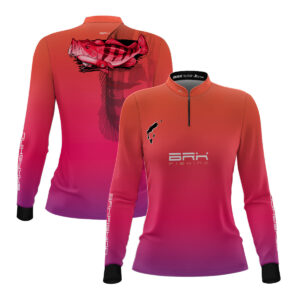 Camisa Feminina de Pesca Brk Rosa Tucunaré Azul com UV50+