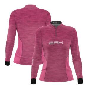 Camisa Feminina de Pesca Brk Fishing Rosa Bebê Mesclado com UV50+
