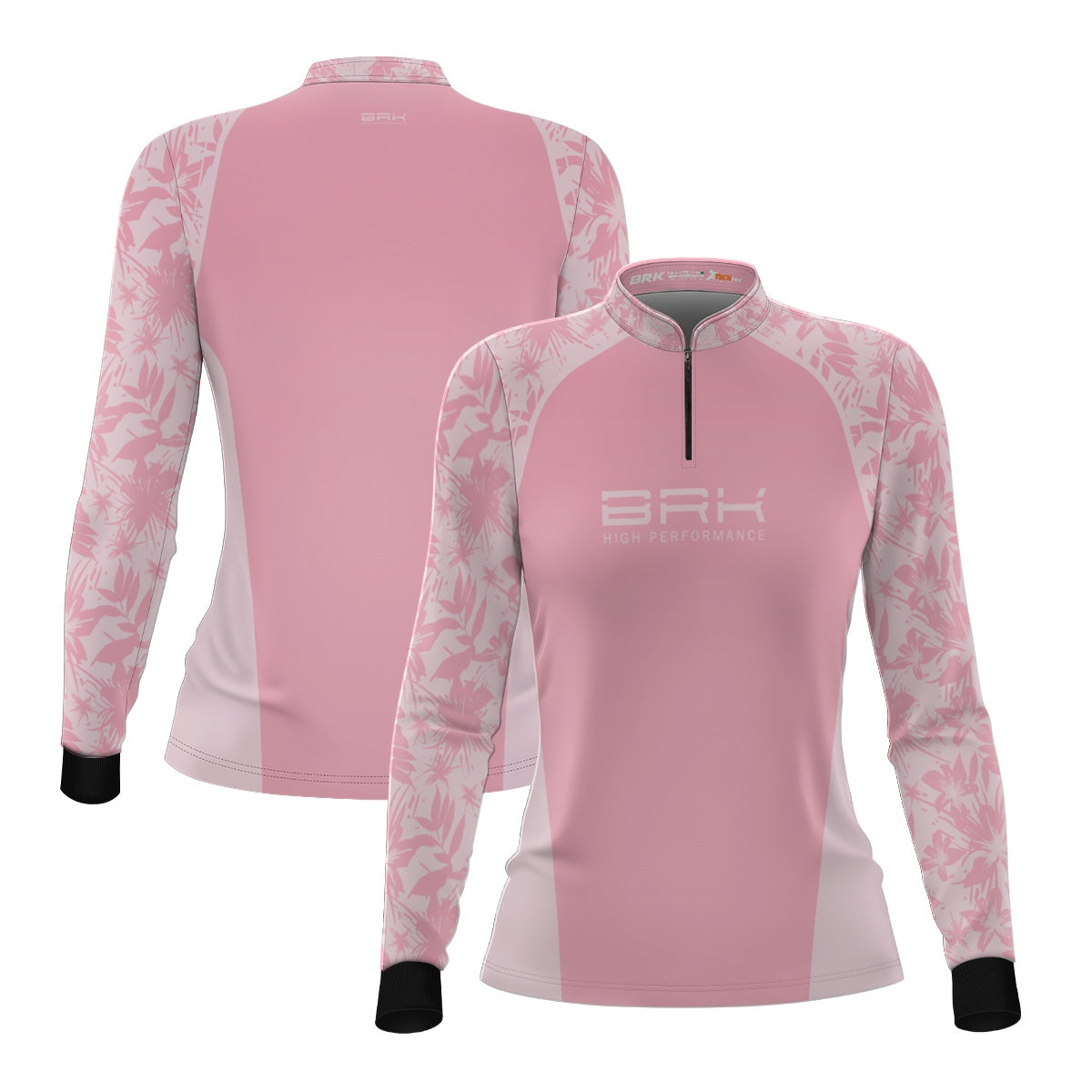 Camisa Agro Feminina Brk Básica Floral Rosa com Proteção Solar UV50+