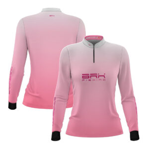 Camisa Feminina de Pesca  Brk Fishing Rosa com Proteção UV50+