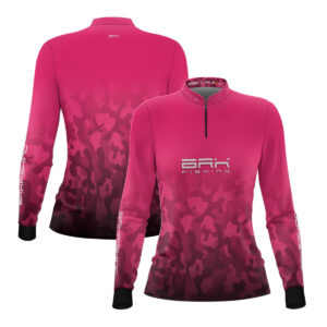 Camisa Feminina de Pesca  Brk Rosa Camuflada com Proteção UV50+