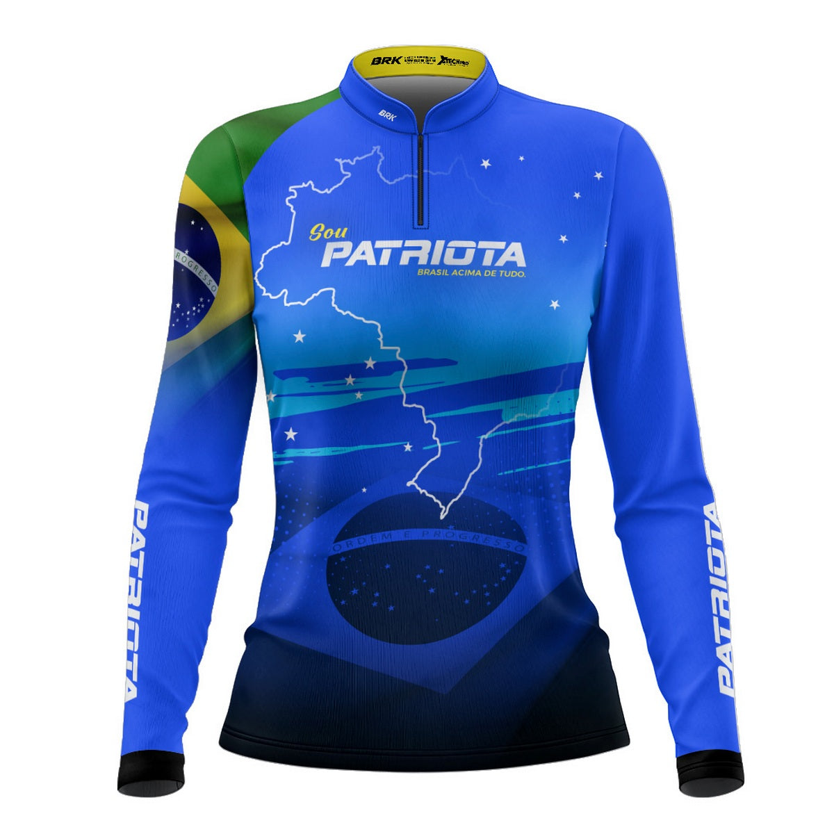 Camisa Agro Feminina Brk Básica Patriota Azul Bandeira do Brasil com Proteção UV50+ - Imagem 2