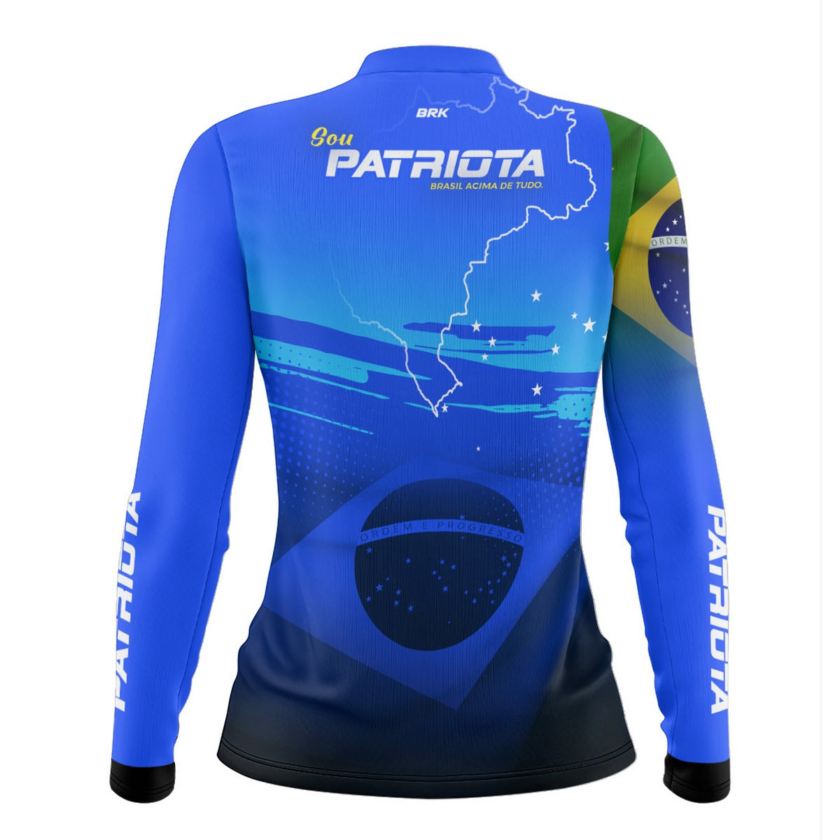 Camisa Agro Feminina Brk Básica Patriota Azul Bandeira do Brasil com Proteção UV50+ - Imagem 3