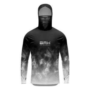 Camisa FusionX Brk Galaxy Efeito Mármore Preta e Branco com Capuz e Proteção UV50+