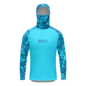 Camisa FusionX Brk Marine Azul Claro com Capuz e Proteção UV50+